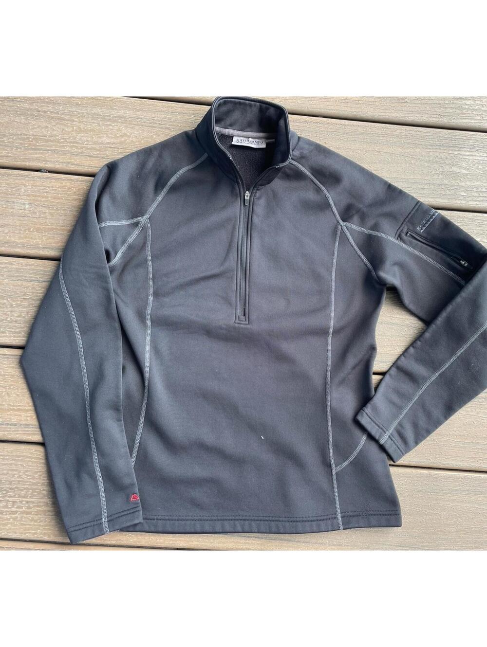 Kathmandu Polartec Fleece Thermal Soft Shell Half Zip Top Sz 12 Black Pullover